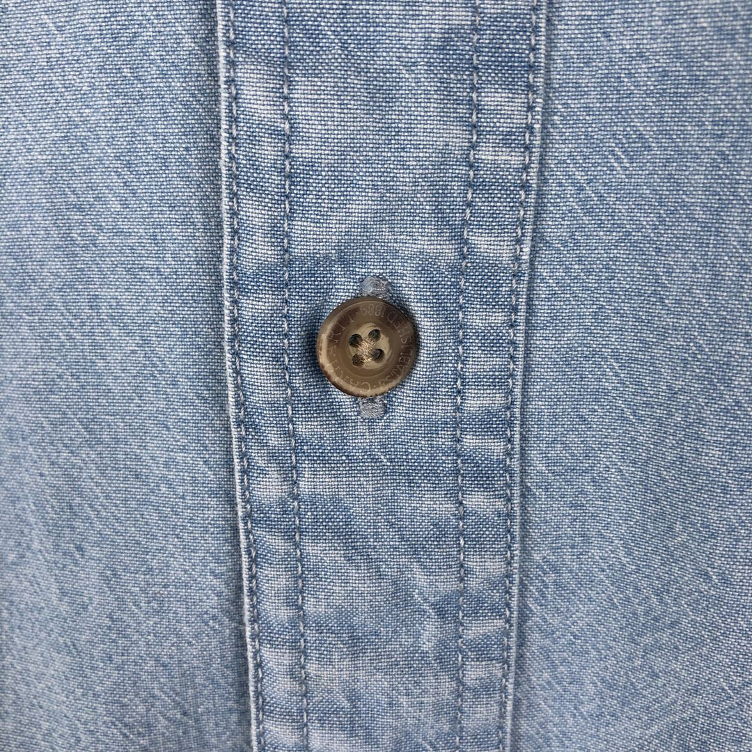 2000'S Carhartt Long-Sleeve Button-Down Work Shirt, Men's Size L (approx.) cotton Blue type light blue Vintage Second Hand