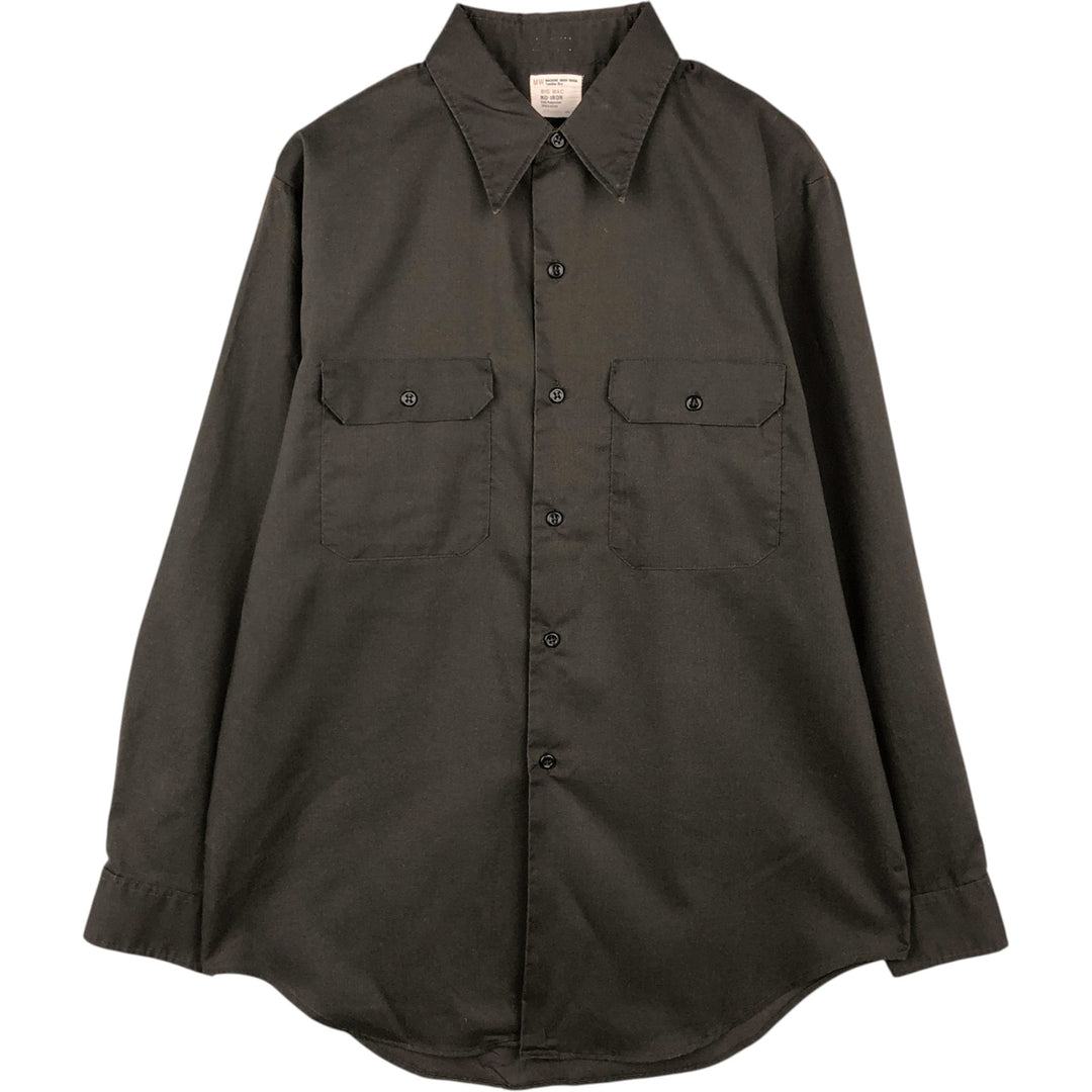 70'S JCPenney BIG MAC Long Sleeve Work Shirt, Men's L Size, Vintage polyester Charcoal Vintage Second Hand