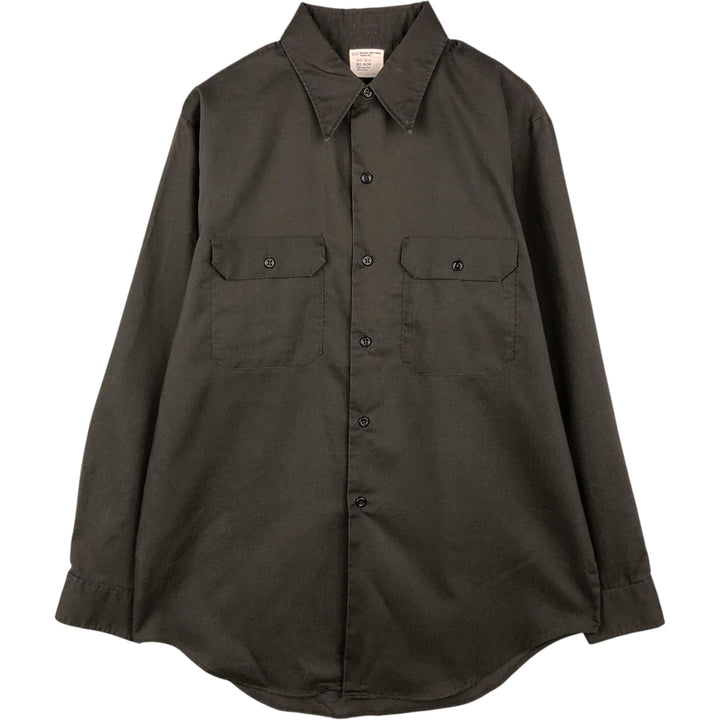 70'S JCPenney BIG MAC Long Sleeve Work Shirt, Men's L Size, Vintage polyester Charcoal Vintage Second Hand