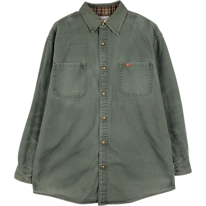 Carhartt Long Sleeve Duck Work Shirt, Men's Size L cotton Khaki type Vintage Second Hand