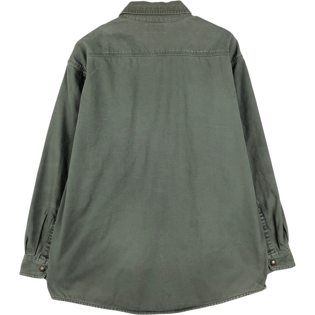 Carhartt Long Sleeve Duck Work Shirt, Men's Size L cotton Khaki type Vintage Second Hand