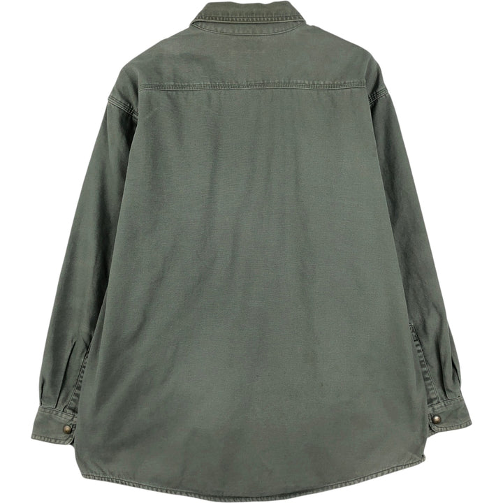 Carhartt Long Sleeve Duck Work Shirt, Men's Size L cotton Khaki type Vintage Second Hand