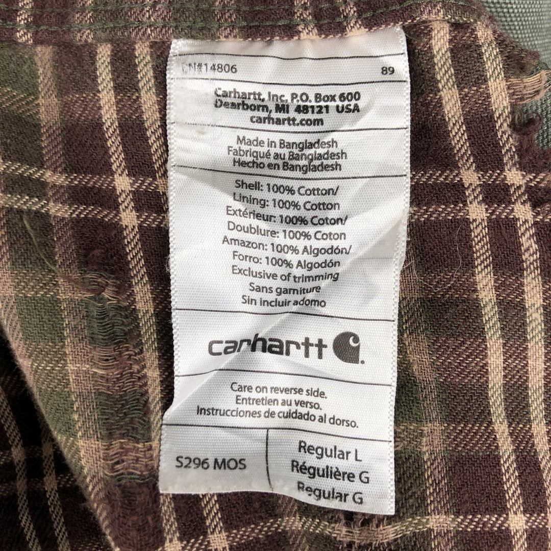 Carhartt Long Sleeve Duck Work Shirt, Men's Size L cotton Khaki type Vintage Second Hand
