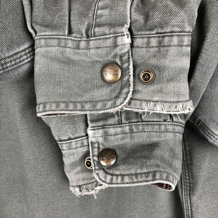 Carhartt Long Sleeve Duck Work Shirt, Men's Size L cotton Khaki type Vintage Second Hand