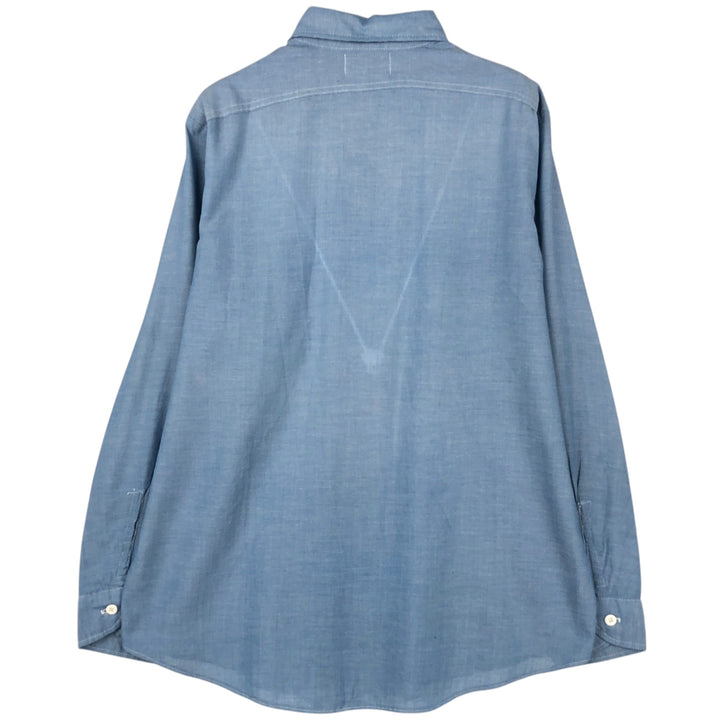 70'S Big Yank Long-Sleeve Chambray Shirt, Men's Size L (Equivalent), Vintage cotton blue type Vintage Second Hand