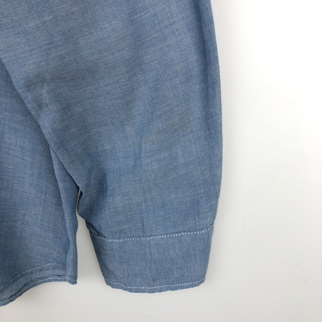 70'S Big Yank Long-Sleeve Chambray Shirt, Men's Size L (Equivalent), Vintage cotton blue type Vintage Second Hand