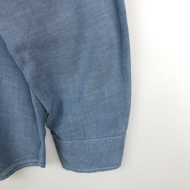 70'S Big Yank Long-Sleeve Chambray Shirt, Men's Size L (Equivalent), Vintage cotton blue type Vintage Second Hand