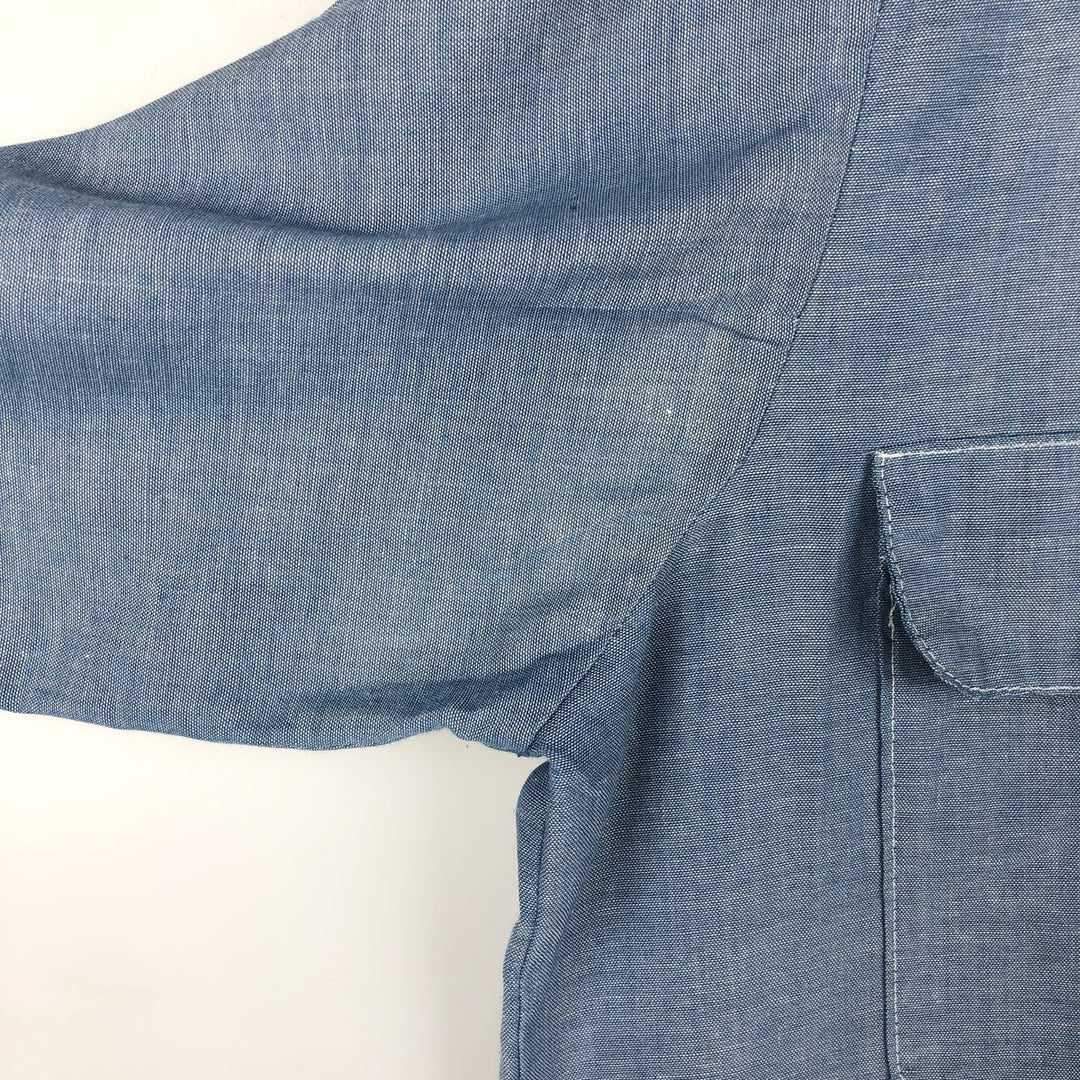 70'S Big Yank Long-Sleeve Chambray Shirt, Men's Size L (Equivalent), Vintage cotton blue type Vintage Second Hand