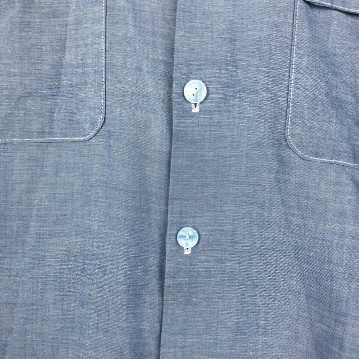 70'S Big Yank Long-Sleeve Chambray Shirt, Men's Size L (Equivalent), Vintage cotton blue type Vintage Second Hand