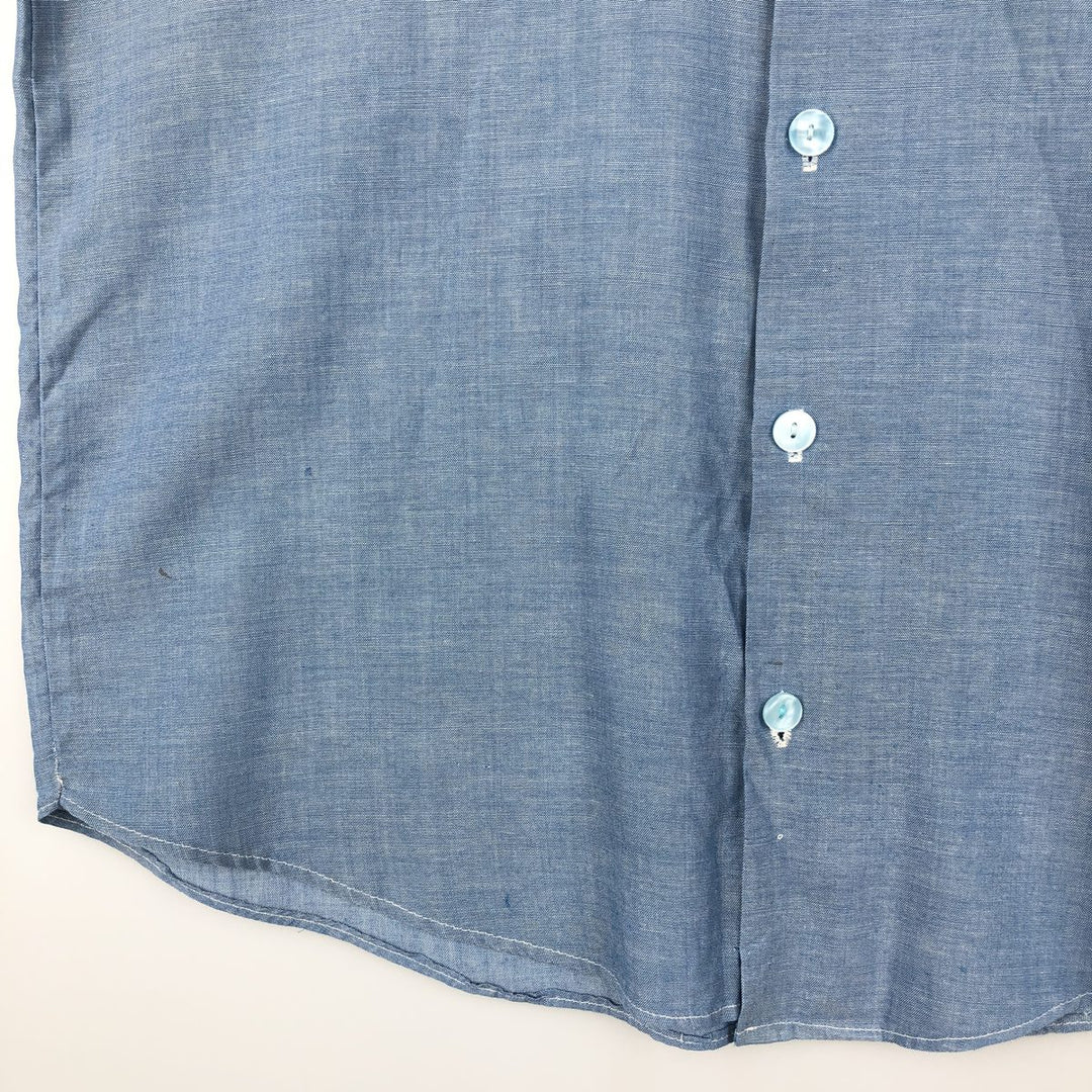 70'S Big Yank Long-Sleeve Chambray Shirt, Men's Size L (Equivalent), Vintage cotton blue type Vintage Second Hand