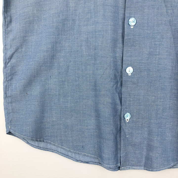70'S Big Yank Long-Sleeve Chambray Shirt, Men's Size L (Equivalent), Vintage cotton blue type Vintage Second Hand