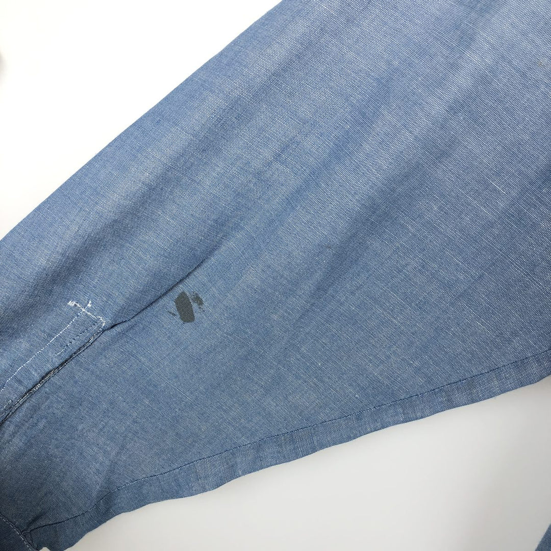 70'S Big Yank Long-Sleeve Chambray Shirt, Men's Size L (Equivalent), Vintage cotton blue type Vintage Second Hand