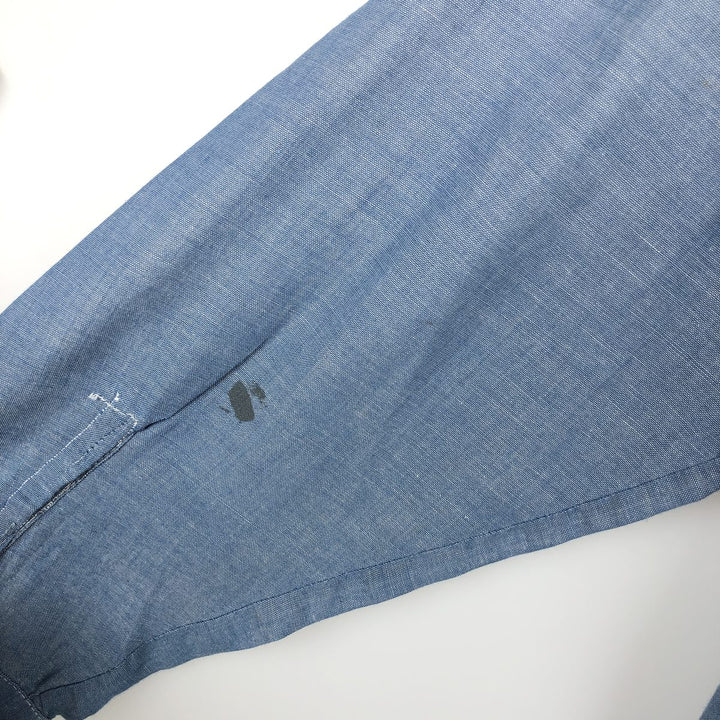 70'S Big Yank Long-Sleeve Chambray Shirt, Men's Size L (Equivalent), Vintage cotton blue type Vintage Second Hand