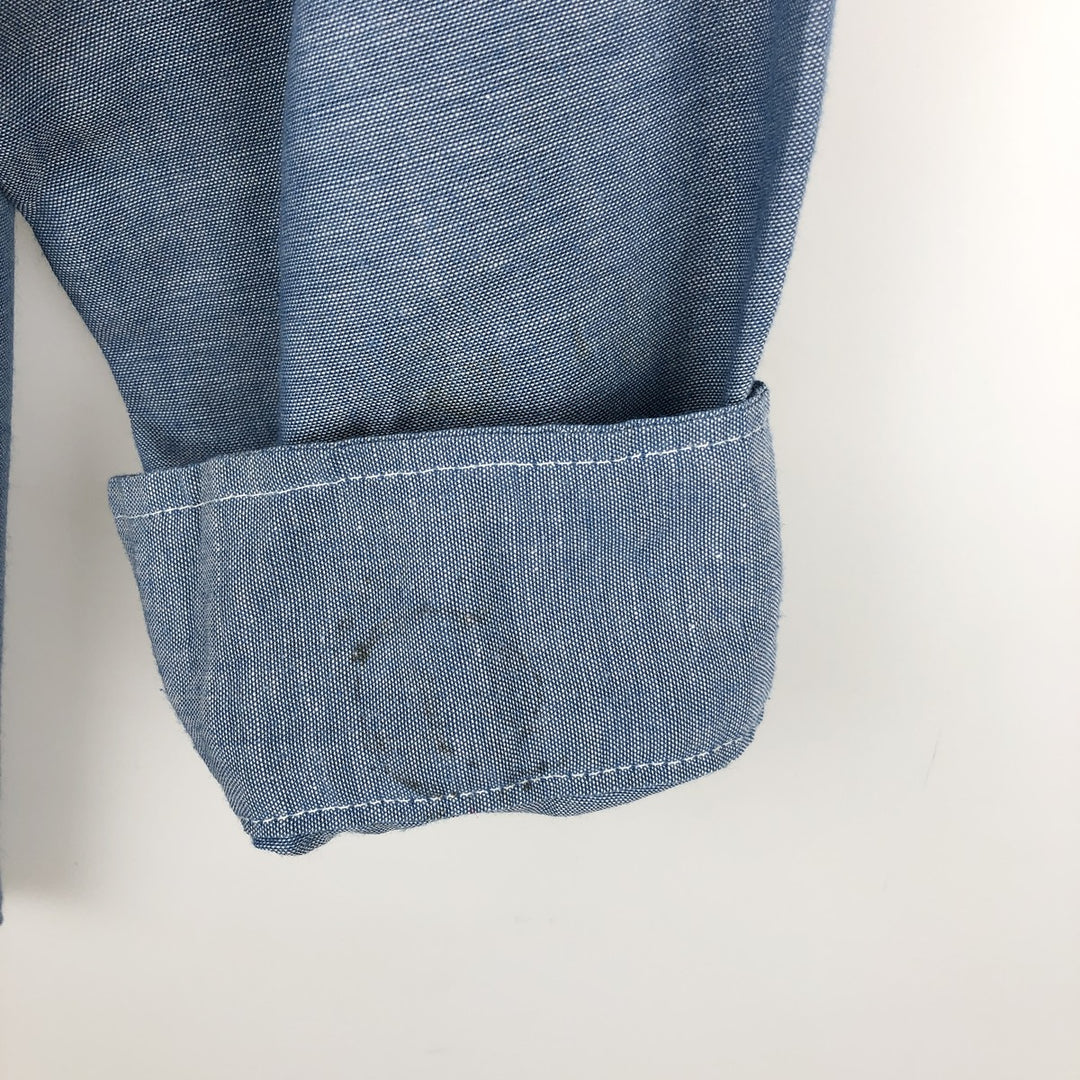 70'S Big Yank Long-Sleeve Chambray Shirt, Men's Size L (Equivalent), Vintage cotton blue type Vintage Second Hand