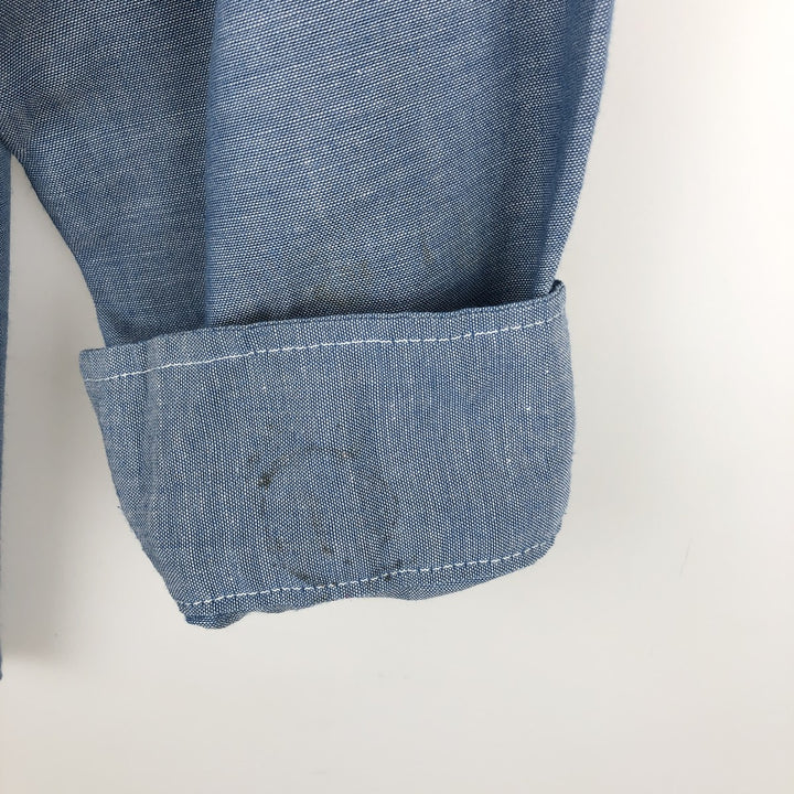 70'S Big Yank Long-Sleeve Chambray Shirt, Men's Size L (Equivalent), Vintage cotton blue type Vintage Second Hand