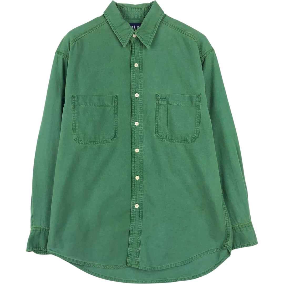 90'S GAP (Old GAP) Long-Sleeve Work Shirt, Men's Size M (approx.) cotton green type Vintage Second Hand