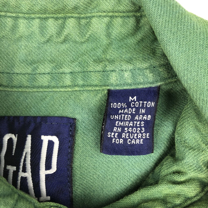 90'S GAP (Old GAP) Long-Sleeve Work Shirt, Men's Size M (approx.) cotton green type Vintage Second Hand