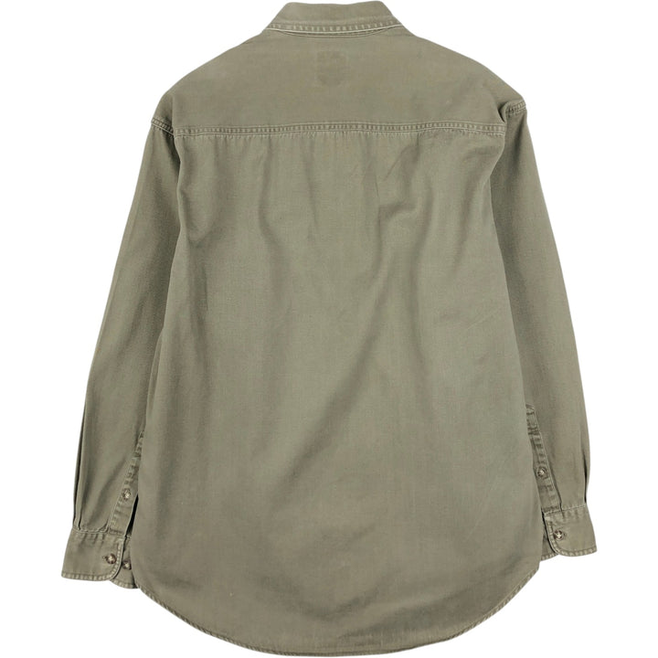 90'S GAP (Old GAP) Long-Sleeve Work Shirt, Men's Size M (approx.) cotton Khaki type sage green Vintage Second Hand