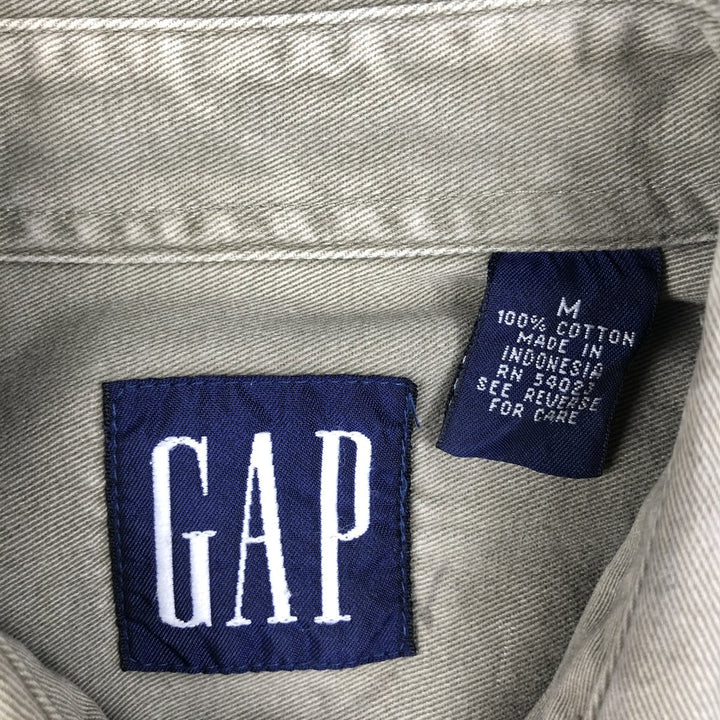 90'S GAP (Old GAP) Long-Sleeve Work Shirt, Men's Size M (approx.) cotton Khaki type sage green Vintage Second Hand
