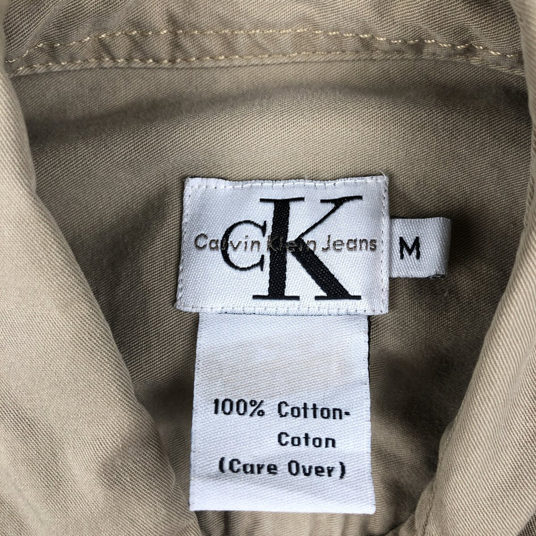 1990'S Calvin Klein Jeans Long-Sleeve Cotton Shirt, Men's Size M (approx.), Vintage cotton Beige type Vintage Second Hand