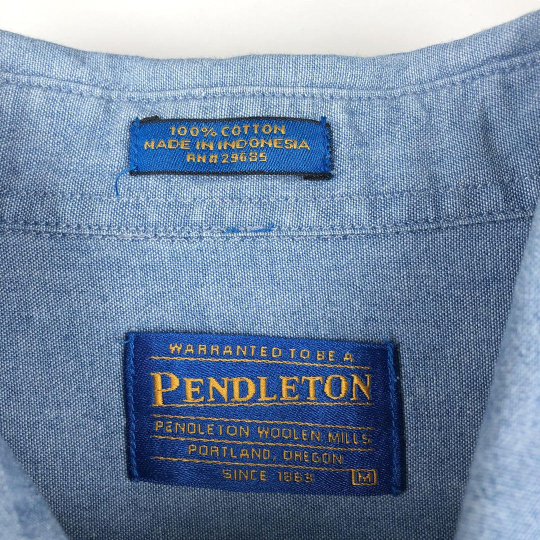 Pendleton long-sleeved chambray shirt, men's size M (approx.), vintage. cotton blue type Vintage Second Hand