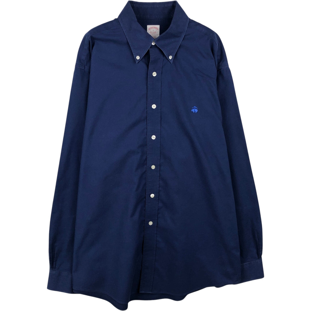 Brooks Brothers Est.1818 Long Sleeve Button-Down Shirt, Men's Size L Supima Cotton navy blue type Vintage Second Hand