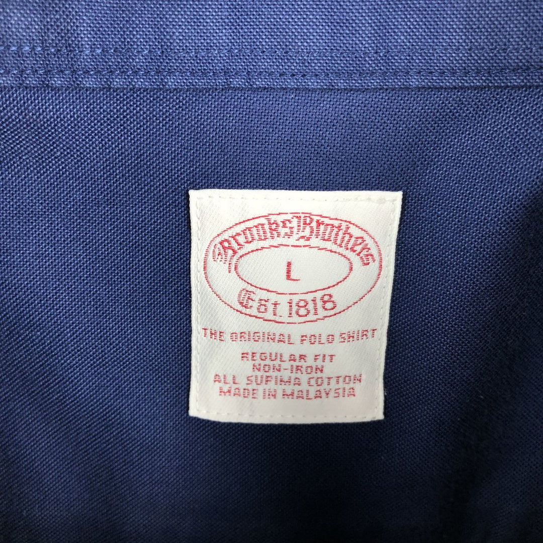 Brooks Brothers Est.1818 Long Sleeve Button-Down Shirt, Men's Size L Supima Cotton navy blue type Vintage Second Hand