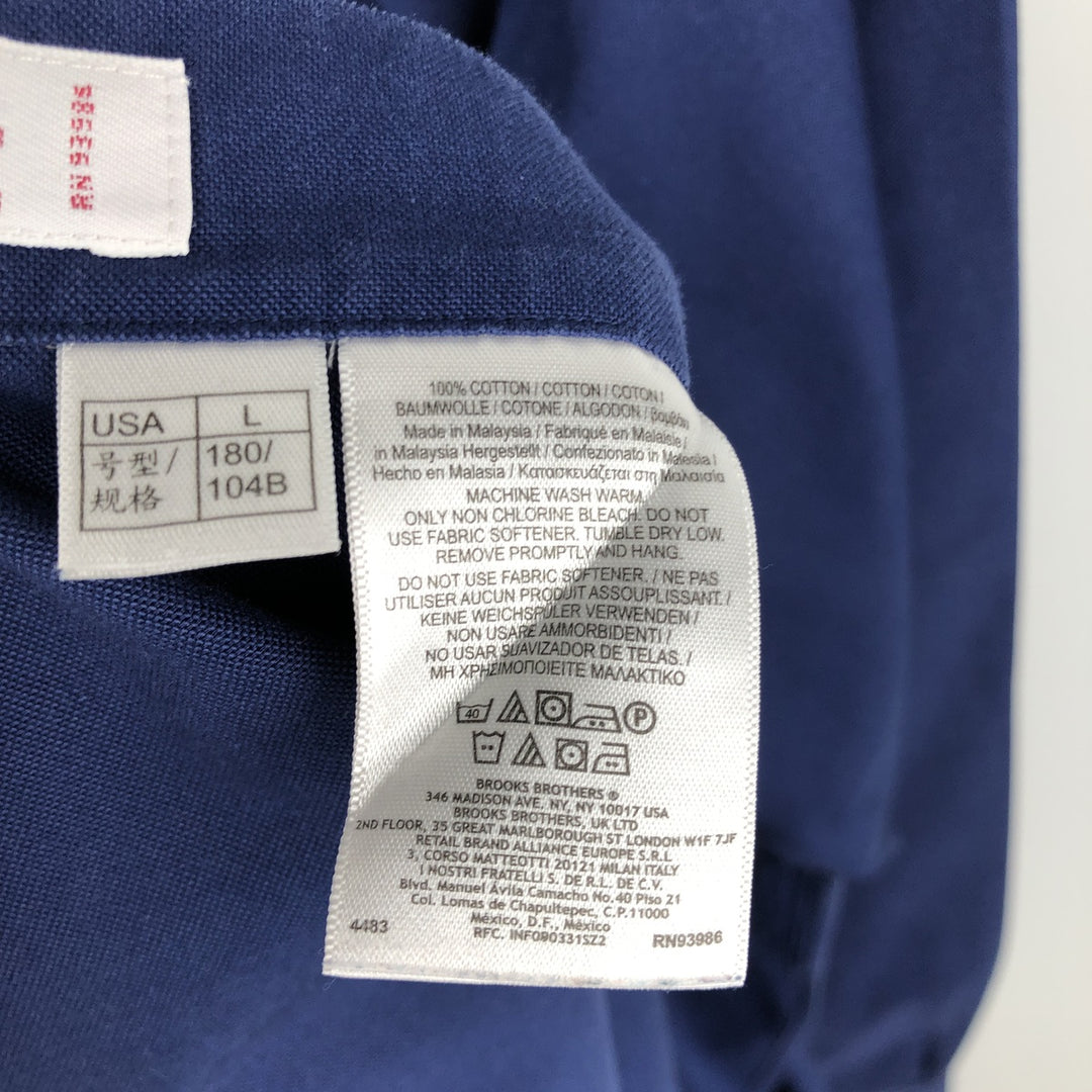 Brooks Brothers Est.1818 Long Sleeve Button-Down Shirt, Men's Size L Supima Cotton navy blue type Vintage Second Hand