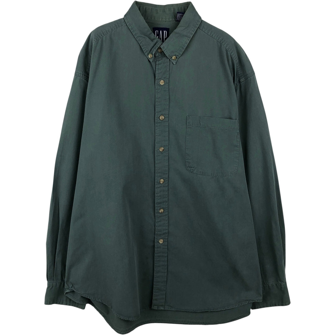 90'S GAP (Old GAP) Long-Sleeve Button-Down Shirt, Men's Size XL (Equivalent), Vintage cotton green type Vintage Second Hand