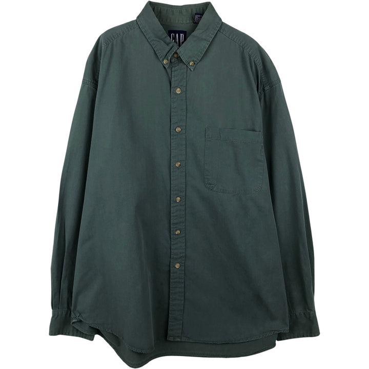 90'S GAP (Old GAP) Long-Sleeve Button-Down Shirt, Men's Size XL (Equivalent), Vintage cotton green type Vintage Second Hand