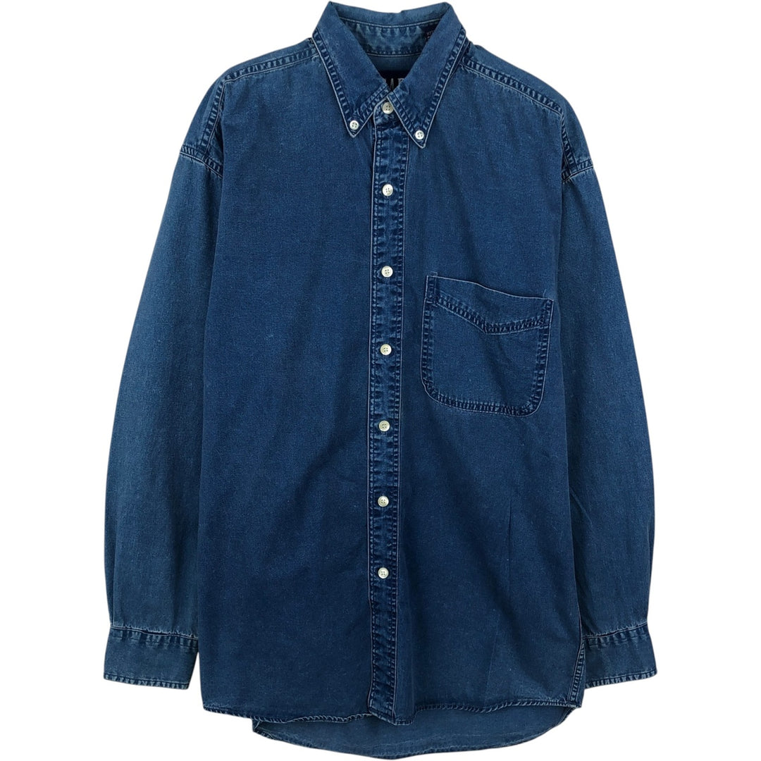 90'S GAP (Old GAP) Long-Sleeve Button-Down Shirt, Men's Size S (Equivalent), Vintage cotton blue type Vintage Second Hand