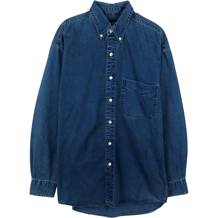 90'S GAP (Old GAP) Long-Sleeve Button-Down Shirt, Men's Size S (Equivalent), Vintage cotton blue type Vintage Second Hand
