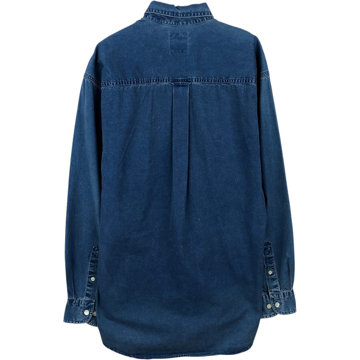 90'S GAP (Old GAP) Long-Sleeve Button-Down Shirt, Men's Size S (Equivalent), Vintage cotton blue type Vintage Second Hand