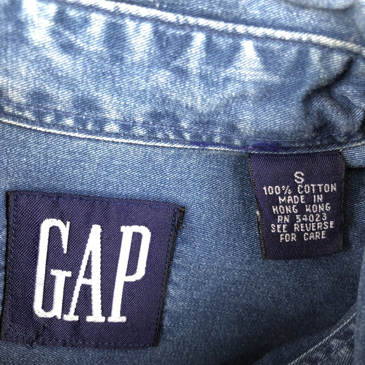 90'S GAP (Old GAP) Long-Sleeve Button-Down Shirt, Men's Size S (Equivalent), Vintage cotton blue type Vintage Second Hand