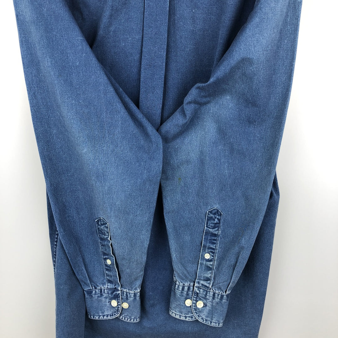 90'S GAP (Old GAP) Long-Sleeve Button-Down Shirt, Men's Size S (Equivalent), Vintage cotton blue type Vintage Second Hand