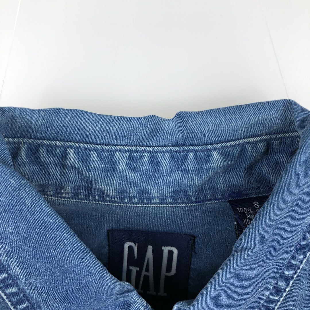 90'S GAP (Old GAP) Long-Sleeve Button-Down Shirt, Men's Size S (Equivalent), Vintage cotton blue type Vintage Second Hand