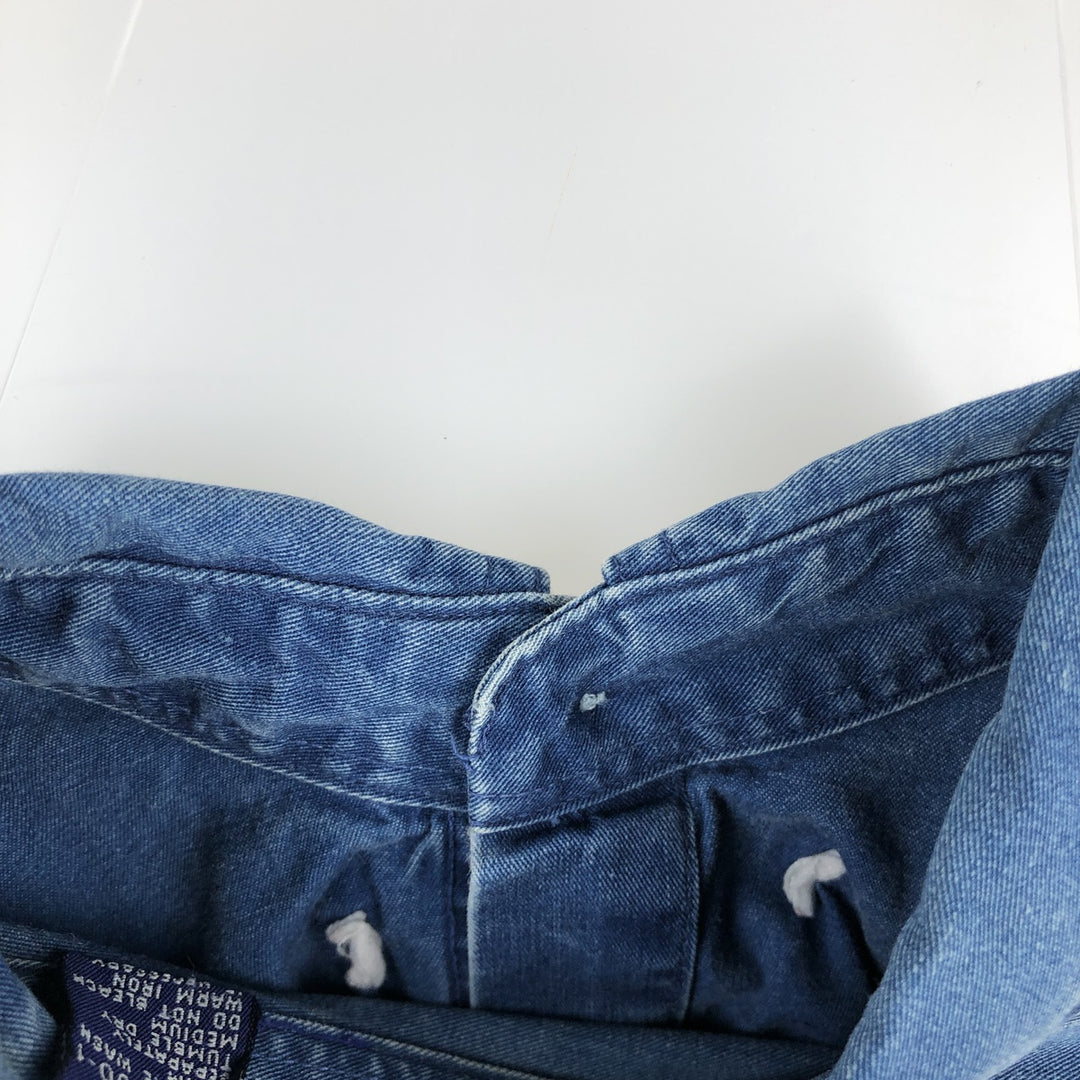 90'S GAP (Old GAP) Long-Sleeve Button-Down Shirt, Men's Size S (Equivalent), Vintage cotton blue type Vintage Second Hand