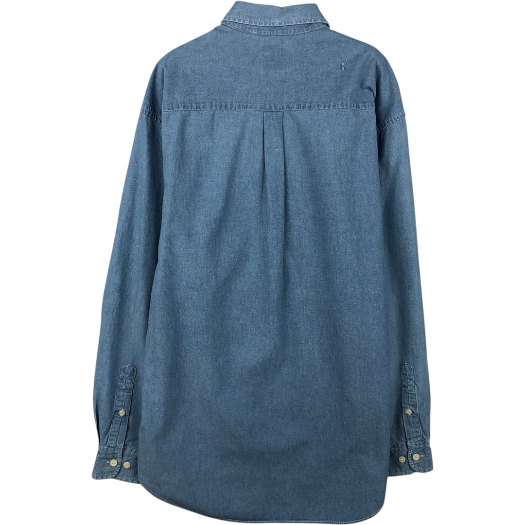 90'S GAP (Old GAP) Long-Sleeve Chambray Shirt, Men's Size M (Equivalent), Vintage cotton blue type Vintage Second Hand