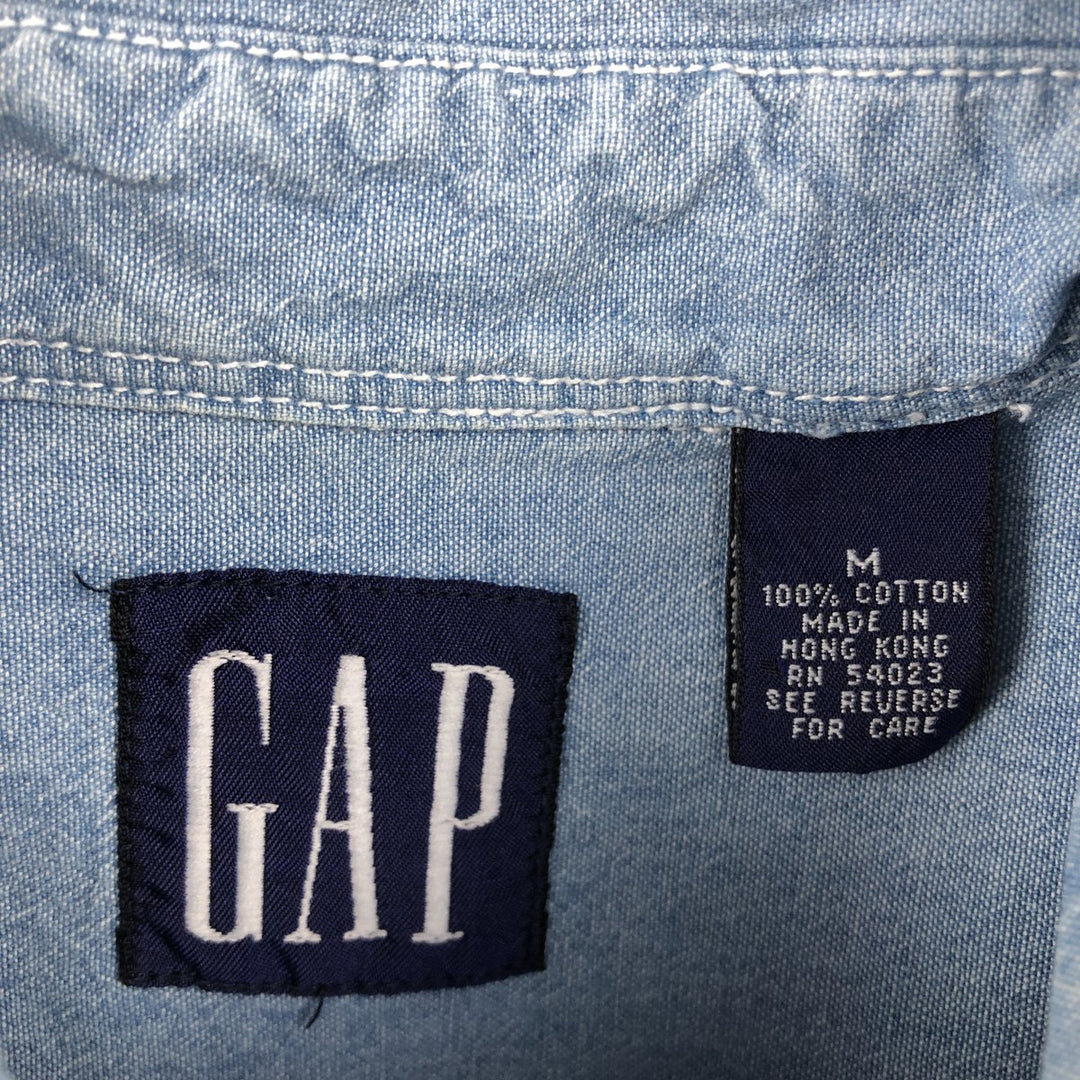 90'S GAP (Old GAP) Long-Sleeve Chambray Shirt, Men's Size M (Equivalent), Vintage cotton blue type Vintage Second Hand