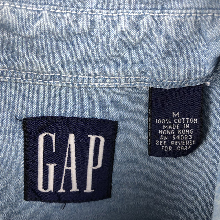 90'S GAP (Old GAP) Long-Sleeve Chambray Shirt, Men's Size M (Equivalent), Vintage cotton blue type Vintage Second Hand