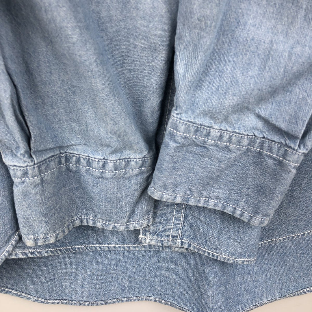 90'S GAP (Old GAP) Long-Sleeve Chambray Shirt, Men's Size M (Equivalent), Vintage cotton blue type Vintage Second Hand