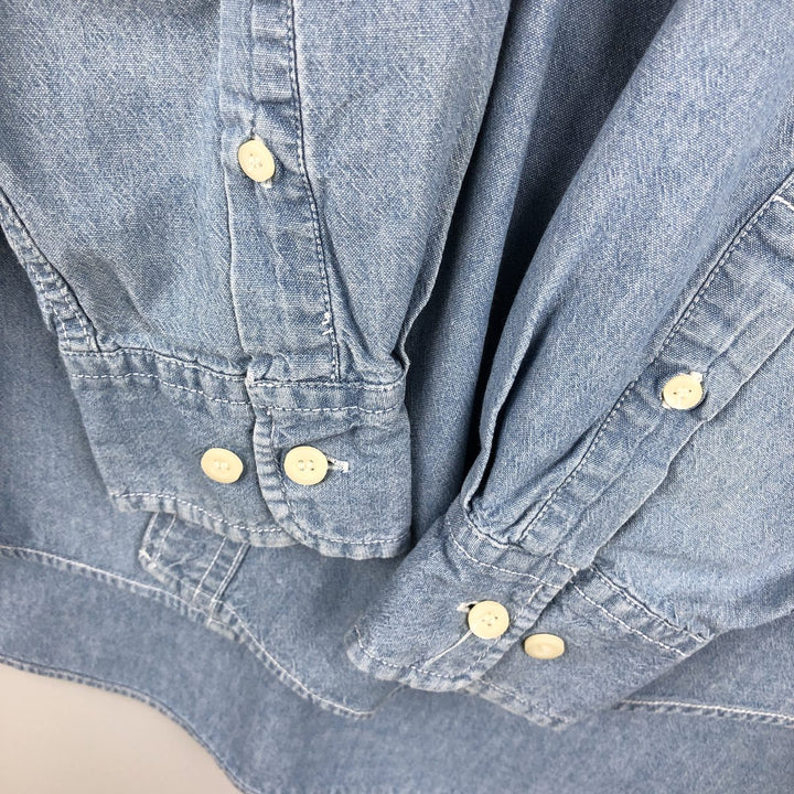 90'S GAP (Old GAP) Long-Sleeve Chambray Shirt, Men's Size M (Equivalent), Vintage cotton blue type Vintage Second Hand