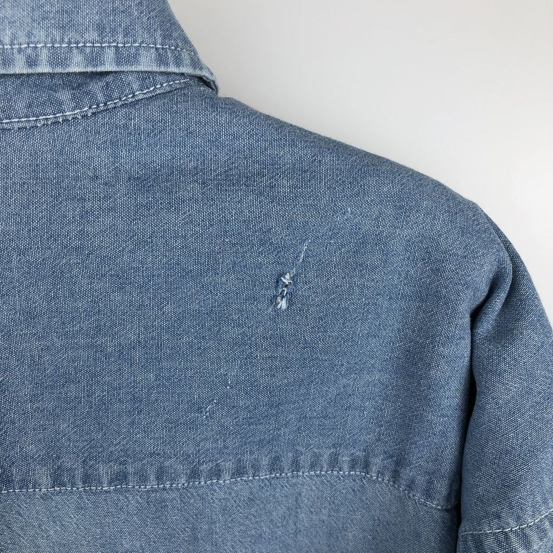 90'S GAP (Old GAP) Long-Sleeve Chambray Shirt, Men's Size M (Equivalent), Vintage cotton blue type Vintage Second Hand