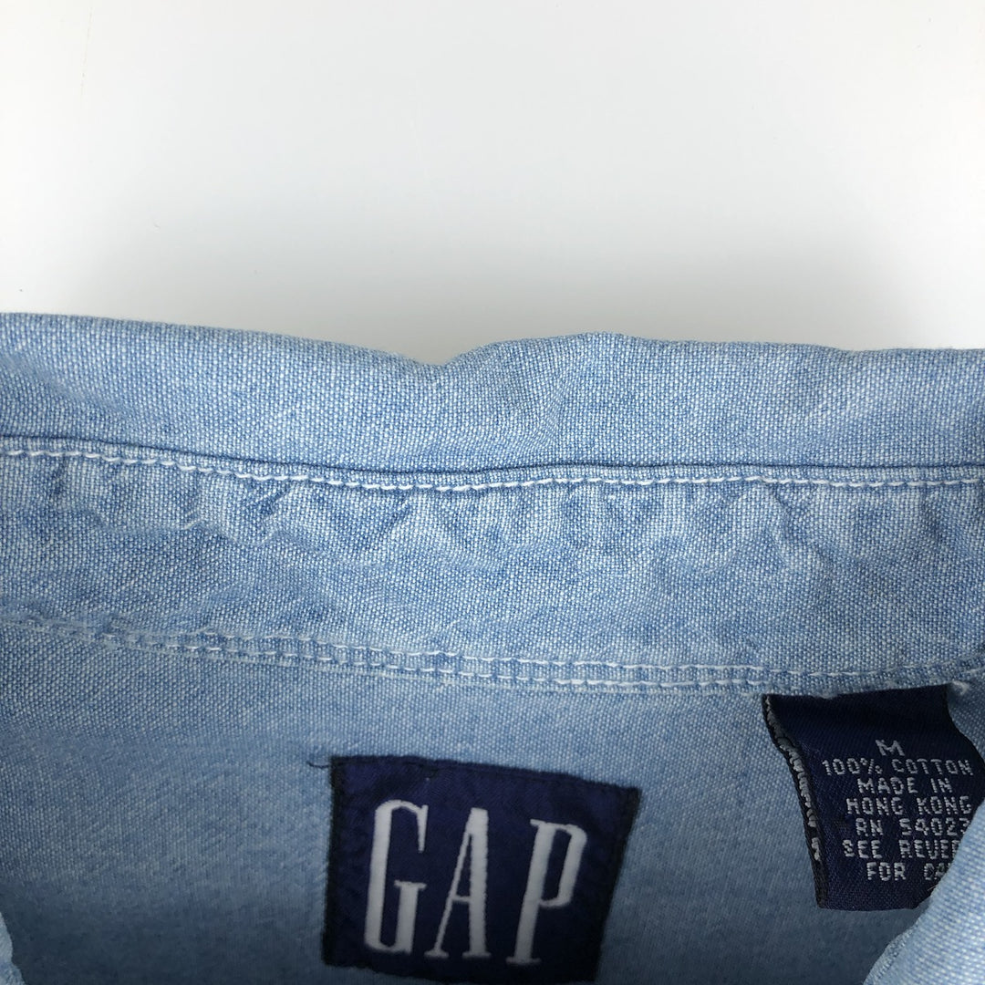 90'S GAP (Old GAP) Long-Sleeve Chambray Shirt, Men's Size M (Equivalent), Vintage cotton blue type Vintage Second Hand