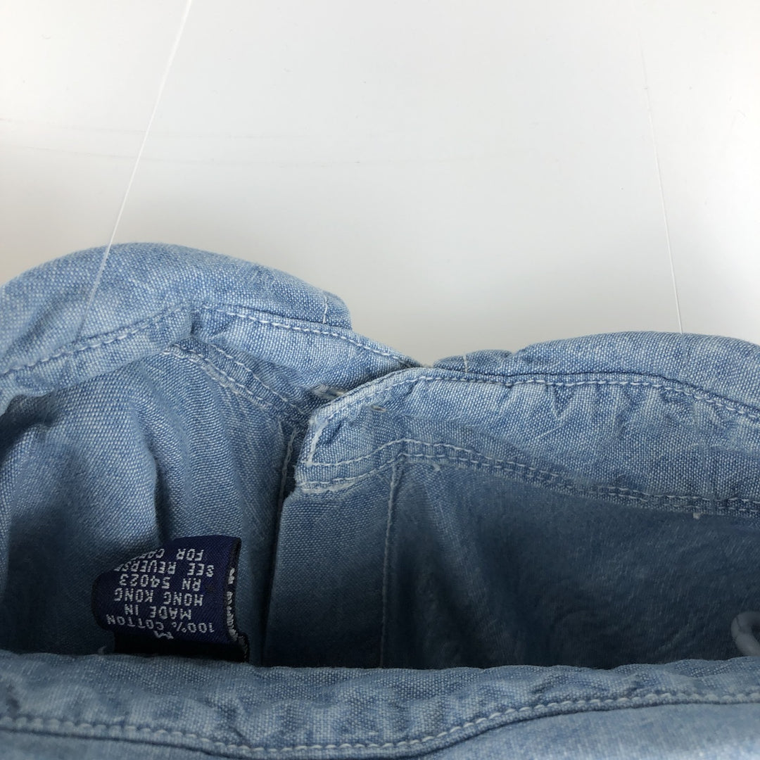 90'S GAP (Old GAP) Long-Sleeve Chambray Shirt, Men's Size M (Equivalent), Vintage cotton blue type Vintage Second Hand