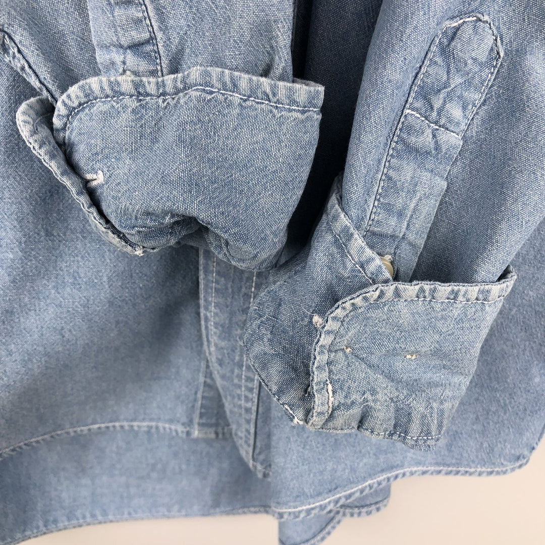 90'S GAP (Old GAP) Long-Sleeve Chambray Shirt, Men's Size M (Equivalent), Vintage cotton blue type Vintage Second Hand