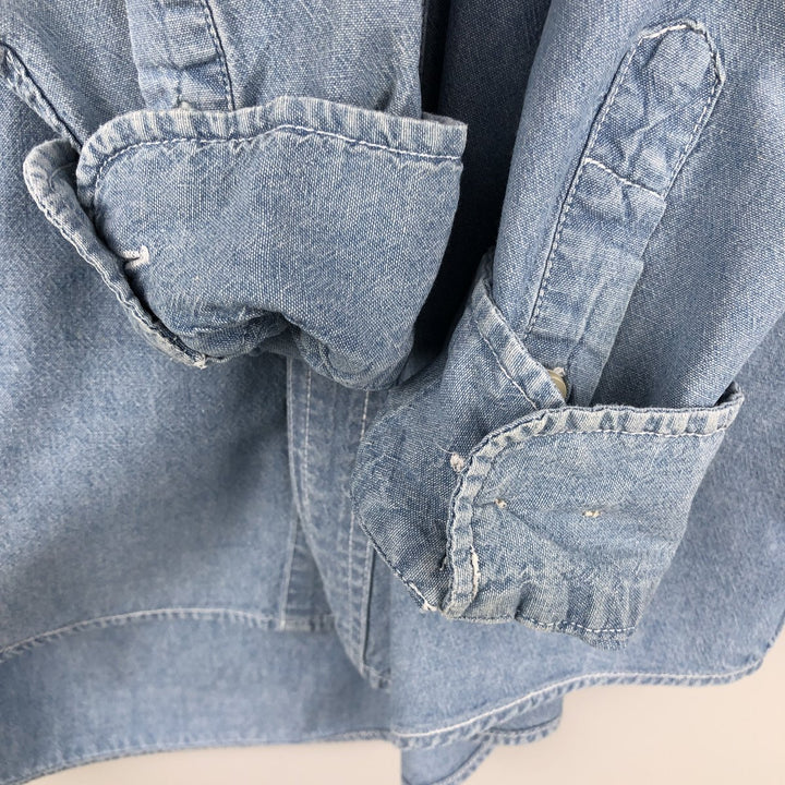 90'S GAP (Old GAP) Long-Sleeve Chambray Shirt, Men's Size M (Equivalent), Vintage cotton blue type Vintage Second Hand