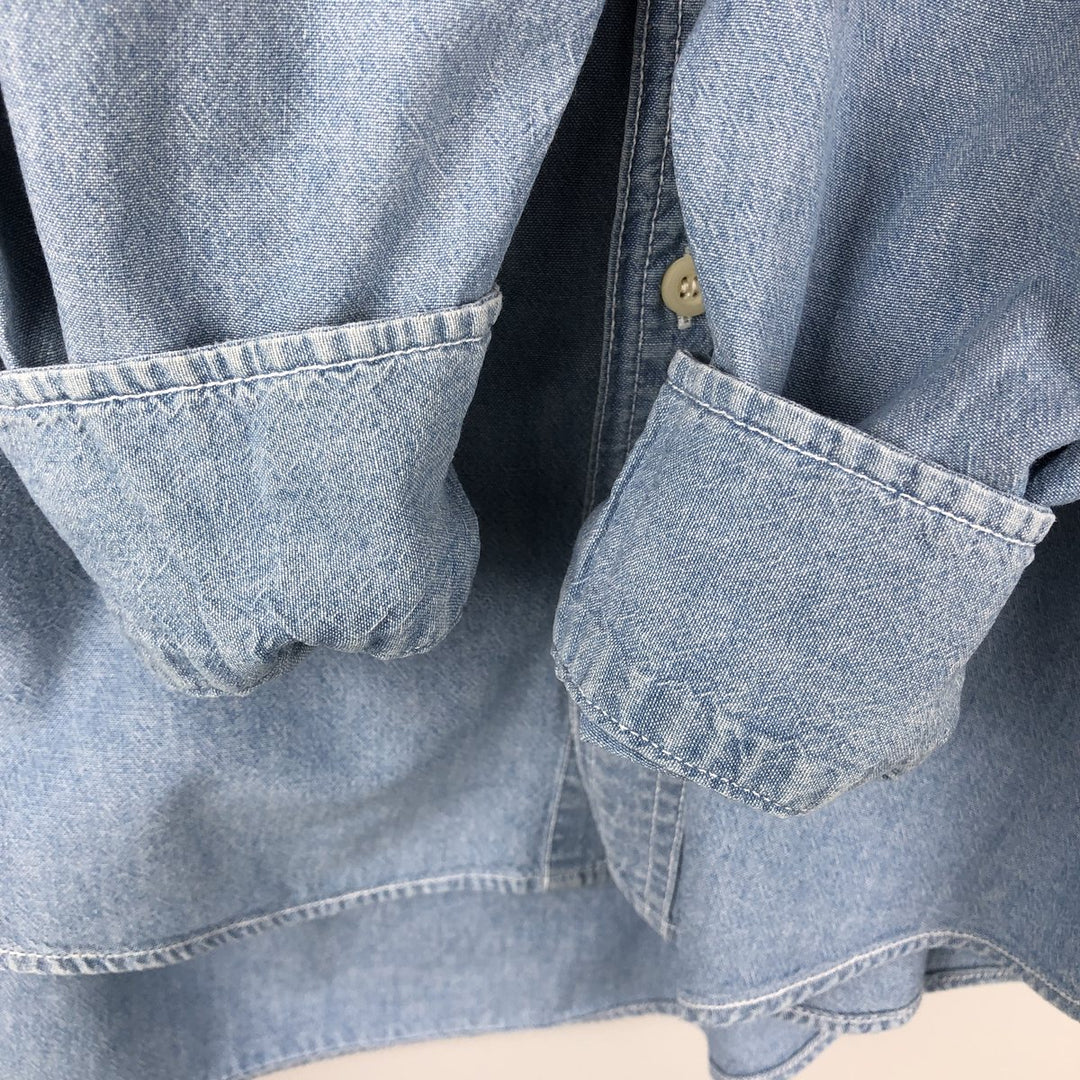 90'S GAP (Old GAP) Long-Sleeve Chambray Shirt, Men's Size M (Equivalent), Vintage cotton blue type Vintage Second Hand