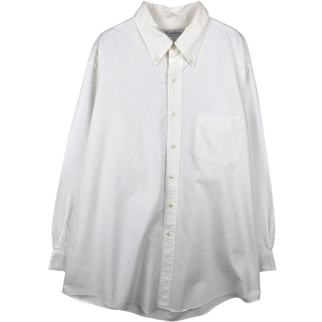 Brooks Brothers long-sleeved button-down shirt, Made in USA, Men's XL cotton white type Vintage Second Hand