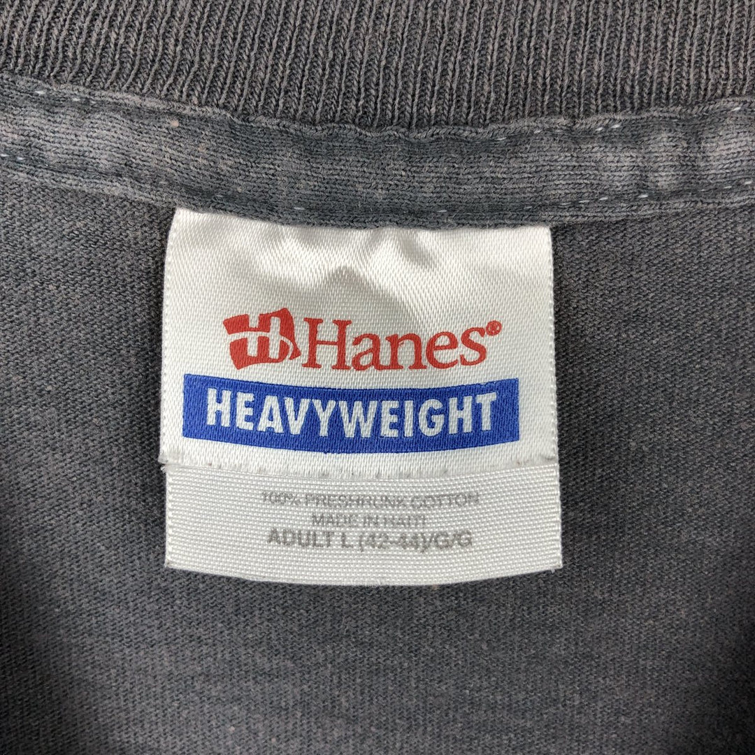 Hanes Heavyweight Def Leppard Union Jack Band T-Shirt (Men's Size L) cotton Charcoal Vintage Second Hand
